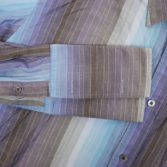 Ted Baker Mens Size 4 Ombre Striped Long Sleeve Button Shirt - Picture 4 of 5
